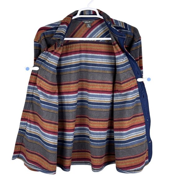 Eddie Bauer Mens XL Striped Long Sleeve Button Up Soft Flannel Shacket Western - Picture 3 of 16